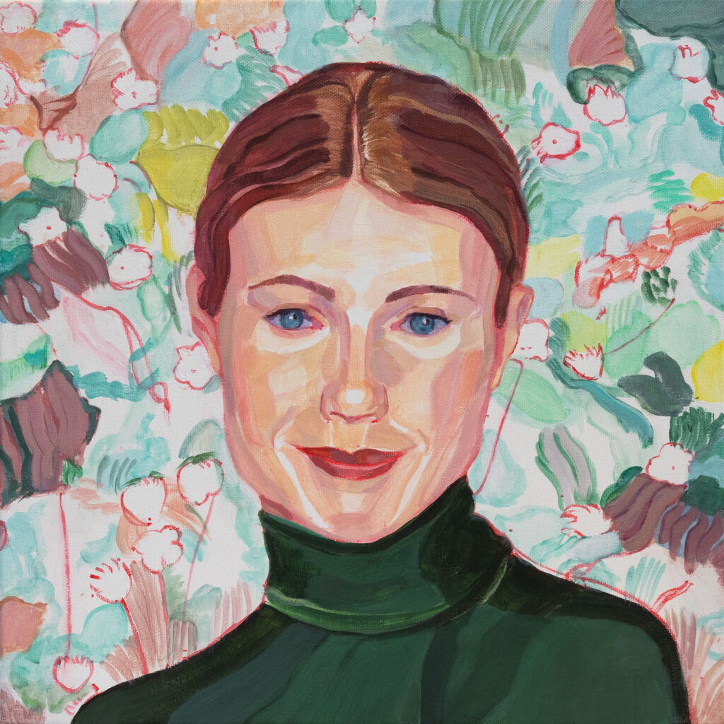 Lady in Green, acrylic on canvas, 40 x 40 cm, 2026